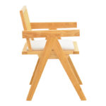 Πολυθρόνα Winslow pakoworld rubberwood σε φυσική απόχρωση-ύφασμα λευκό 51x54x80εκ - Image 4