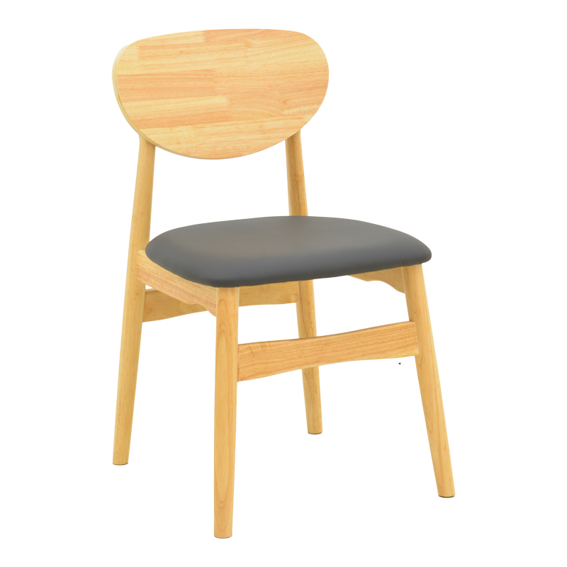 382-000015 Καρέκλα Cardith pakoworld rubberwood-plywood σε φυσική απόχρωση-pu μαύρο 48x51x78εκ