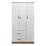 Ντουλάπα τρίφυλλη με 2 συρτάρια Lego pakoworld σε sonoma-λευκή απόχρωση 90x42x180εκ - Image 9