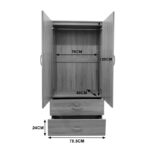 Ντουλάπα δίφυλλη με 2 συρτάρια Lego pakoworld σε sonoma-ανθρακί απόχρωση 80x42x180εκ - Image 6