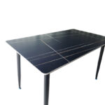 Τραπέζι Pembe pakoworld sintered stone μαύρη όψη μαρμάρου με μαύρα μεταλλικά πόδια 120x70x75εκ - Image 3