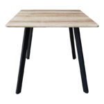 Τραπέζι Squaro pakoworld sonoma mdf με μαύρα μεταλλικά πόδια 80x80x75εκ - Image 2