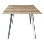 Τραπέζι Squaro pakoworld sonoma mdf με λευκά μεταλλικά πόδια 80x80x75εκ - Image 2