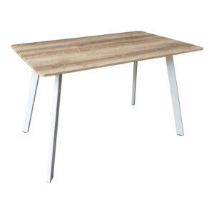 Τραπέζι Squaro pakoworld sonoma mdf με λευκά μεταλλικά πόδια 120x70x75εκ
