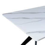 Τραπέζι Ezali pakoworld mdf λευκή όψη μαρμάρου με μαύρα μεταλλικά πόδια 140x80x75εκ - Image 3