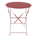 Τραπεζι Bistro pakoworld μεταλλικό αναδιπλούμενο σε απόχρωση terracotta Φ60x71εκ
