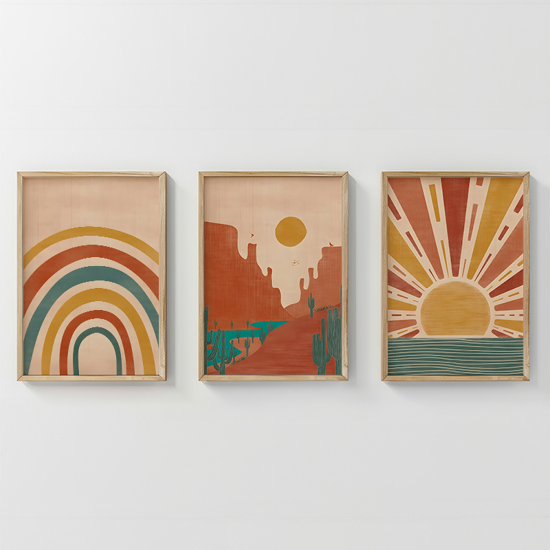 409-000179 Πίνακας Jecko pakoworld τρίπτυχος με ψηφιακή εκτύπωση και πλαίσιο 33x1.5x48εκ