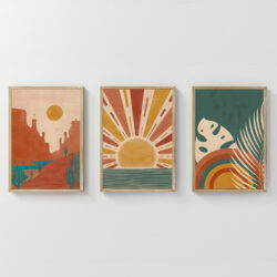 Πίνακας Bemvy pakoworld τρίπτυχος με ψηφιακή εκτύπωση και πλαίσιο 33x1.5x48εκ