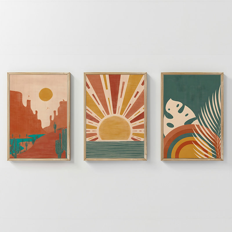 409-000184 Πίνακας Bemvy pakoworld τρίπτυχος με ψηφιακή εκτύπωση και πλαίσιο 33x1.5x48εκ