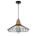 InLight Κρεμαστό φωτιστικό από μαύρο μέταλλο και ξύλο 1XE27 D:40cm (4389)
