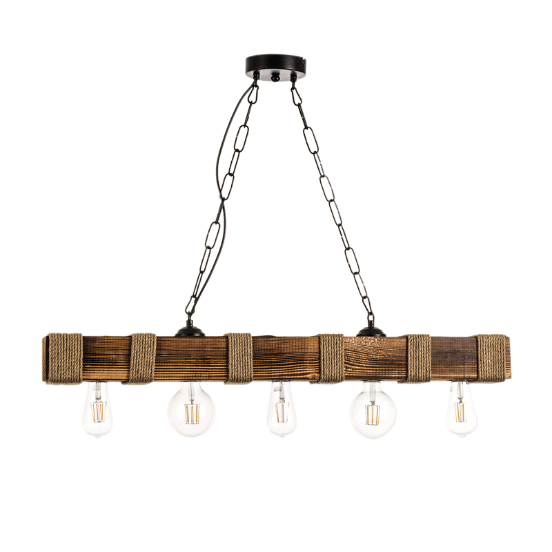 5318-5 InLight Κρεμαστό φωτιστικό από ξύλο και σχοινί 5XE27 D:90cm (5318-5)