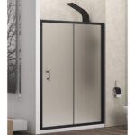 Καμπίνα από τοίχο σε τοίχο με σατινέ κρύσταλλο FLORA 500 Black KARAG 100x190cm