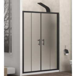 Καμπίνα από τοίχο σε τοίχο με σατινέ κρύσταλλο FLORA 600 Black KARAG 160x190cm