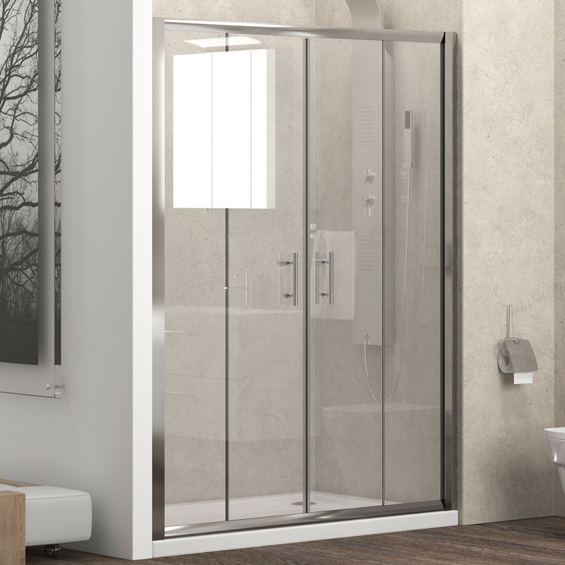 FLO600160_1 Καμπίνα από τοίχο σε τοίχο με διάφανο κρύσταλλο FLORA 600 Cromo KARAG 160x190cm