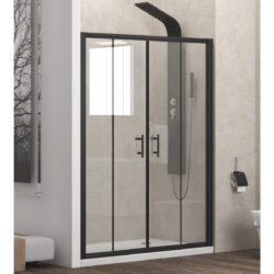 Καμπίνα από τοίχο σε τοίχο με διάφανο κρύσταλλο FLORA 600 Black KARAG 220x190cm