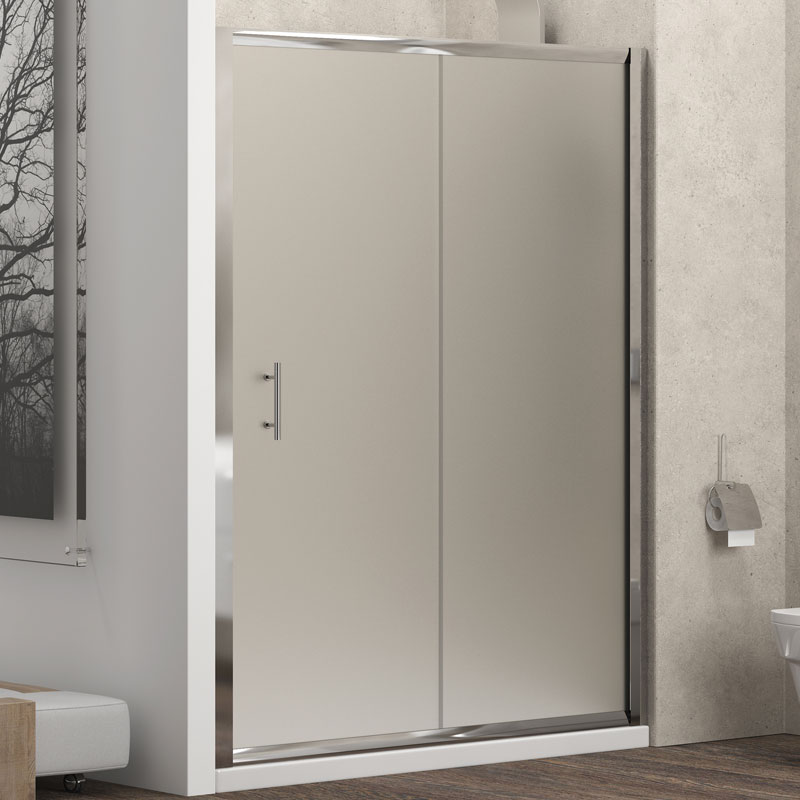 FLOS500130 Καμπίνα από τοίχο σε τοίχο με σατινέ κρύσταλλο FLORA 500 Cromo KARAG 130x190cm