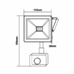 BLACK SENSOR LED SMD FLOOD LUMINAIRE IP66 20W 3000K 1600Lm 230V RA80 - Image 2