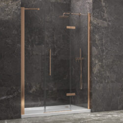 Καμπίνα από τοίχο σε τοίχο με διάφανο κρύσταλλο TINOS 600 Rose Gold KARAG 170x200cm (σταθερό 36cm)