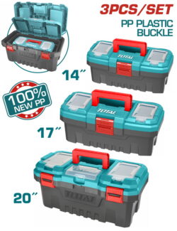 TOTAL ΣΕΤ 3ΤΕΜ ΠΛΑΣΤΙΚΕΣ ΕΡΓΑΛΕΙΟΘΗΚΕΣ 14"- 17"- 20" ΜΕ ΠΛΑΣΤΙΚΑ ΚΟΥΜΠΩΜΑΤΑ (TPBXK0031)