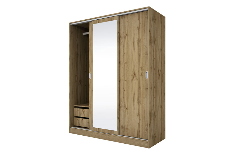 Τρίφυλλη-Συρόμενη-με-καθρέφτη-1211006-59x191x150-Genomax-saso Ντουλάπα Τρίφυλλη Συρόμενη με καθρέφτη