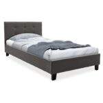 Κρεβάτι Mago pakoworld ύφασμα ανθρακί 100x200εκ