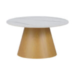 Τραπέζι σαλονιού Soleire Inart λευκό μαρμάρου sintered stone Φ70x40εκ - Image 2