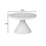 Τραπέζι σαλονιού Coozlin Inart sintered stone σε απόχρωση λευκό μαρμάρου με λευκό-χρυσό μέταλλο Φ70x40εκ - Image 4