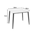 Τραπέζι Gustas pakoworld λευκό μαρμάρου sintered stone-μαύρο μέταλλο 80x80x76εκ - Image 6