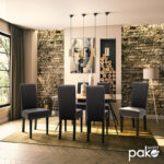 Καρέκλα Ditta pakoworld PU ανθρακί-πόδι μασίφ ξύλο wenge - Image 2