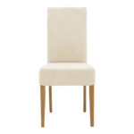 Καρέκλα Ditta pakoworld ύφασμα σε γκρι-μπεζ απόχρωση με πόδι μασίφ ξύλο σε καρυδί απόχρωση - Image 4