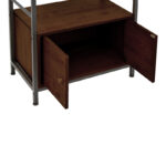 Ραφιέρα επιδαπέδια με ντουλάπι Kuili pakoworld μέταλλο μαύρο-mdf σε καρυδί απόχρωση 60x36x121εκ - Image 7