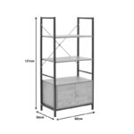 Ραφιέρα επιδαπέδια με ντουλάπι Kuili pakoworld μέταλλο μαύρο-mdf σε καρυδί απόχρωση 60x36x121εκ - Image 8