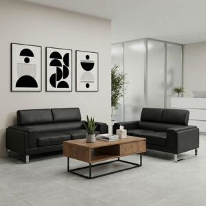 Σετ σαλονιού Shea pakoworld 2τεμ pu σε μαύρη απόχρωση