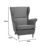 Πολυθρόνα - μπερζέρα Malei pakoworld ύφασμα σε γκρι απόχρωση-ξύλινα πόδια 85x93x100εκ - Image 5