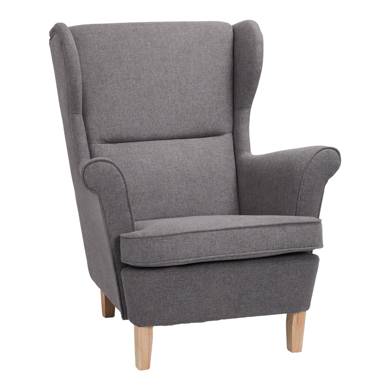 110-000110 Πολυθρόνα - μπερζέρα Malei pakoworld ύφασμα σε γκρι απόχρωση-ξύλινα πόδια 85x93x100εκ