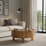 Τραπέζι σαλονιού με αποθηκευτικό χώρο Darian pakoworld μασίφ ξύλο mango φυσικό Φ90x45εκ