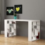 Γραφείο Labirent pakoworld λευκό 140x60x75εκ - Image 2