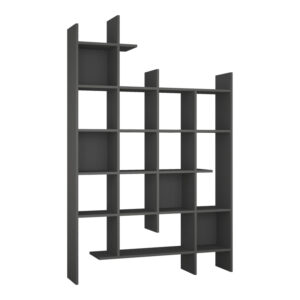 Βιβλιοθήκη Manco pakoworld σε ανθρακί απόχρωση 122x25.5x188εκ