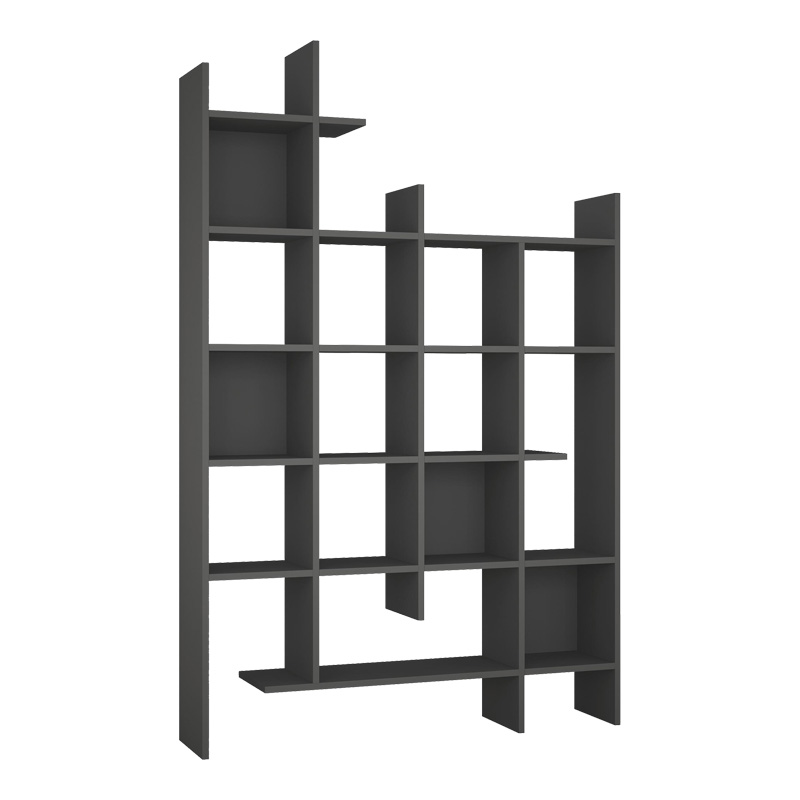 119-001252 Βιβλιοθήκη Manco pakoworld σε ανθρακί απόχρωση 122x25.5x188εκ