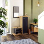 Έπιπλο εισόδου με καθρέπτη Ceel pakoworld χρώμα φυσικό-ανθρακί 80x29.5x90εκ - Image 2