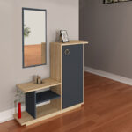 Έπιπλο εισόδου με καθρέπτη Ceel pakoworld χρώμα φυσικό-ανθρακί 80x29.5x90εκ - Image 3