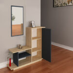 Έπιπλο εισόδου με καθρέπτη Ceel pakoworld χρώμα φυσικό-ανθρακί 80x29.5x90εκ - Image 4