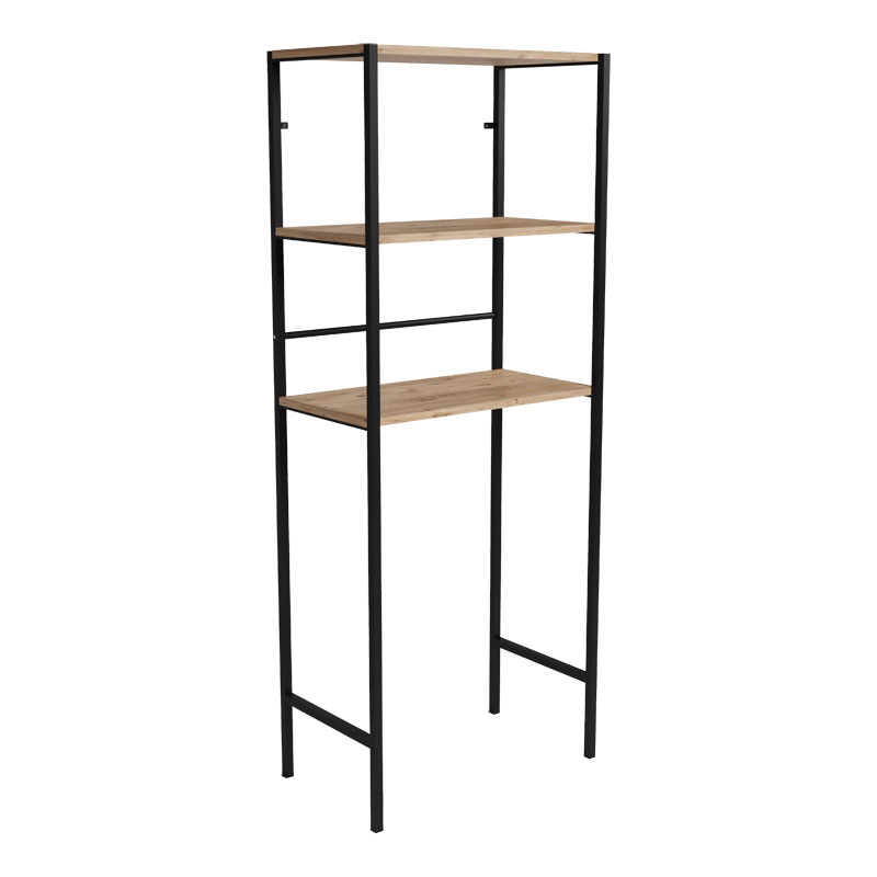 120-000382 Έπιπλο πλυντηρίου Zermin pakoworld μελαμίνης-μεταλλικό φυσικό-μαύρο 70x25x150εκ