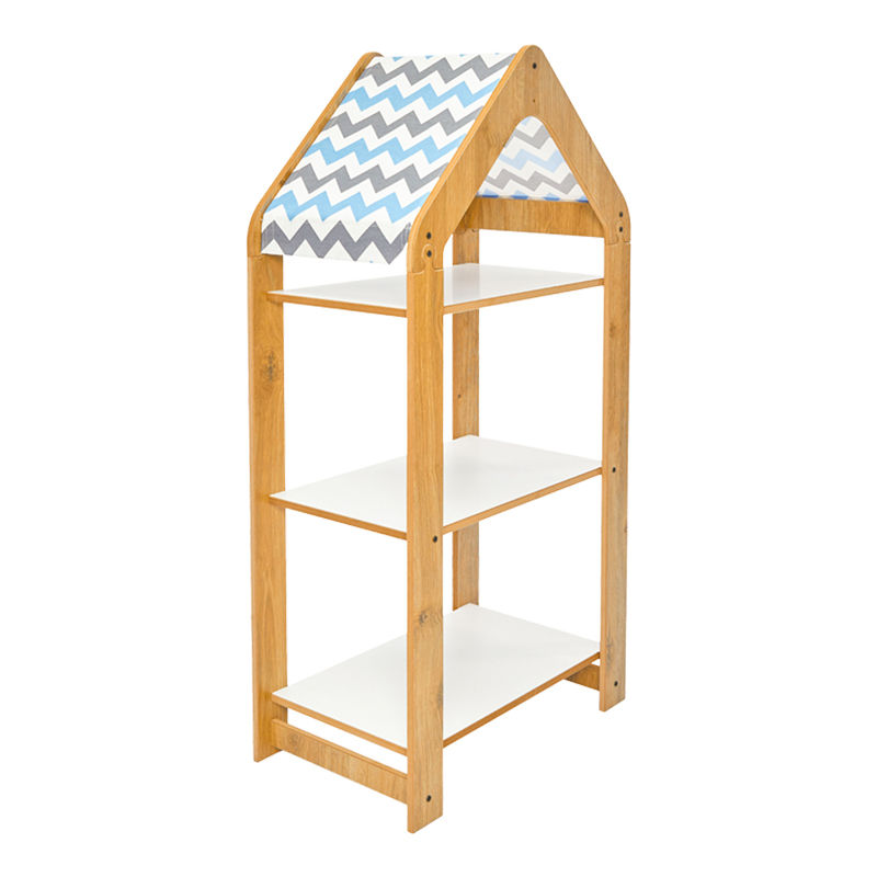 120-000430 Ραφιέρα τ. Montessori Zoilen I pakoworld λευκό-φυσικό-μπλε mdf 50x30x100εκ