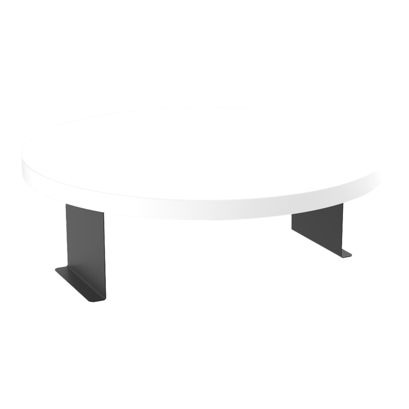 120-000591 Βοηθητικό τραπεζάκι Linea pakoworld σε λευκή απόχρωση με μαύρα μεταλλικά πόδια Φ35