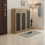 Παπουτσοθήκη-ντουλάπι Sante pakoworld 30 ζεύγων σε sonoma-ανθρακί απόχρωση 120x37x123εκ