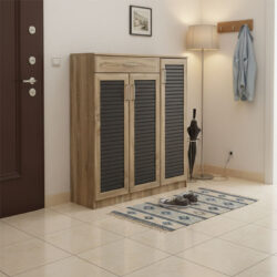 Παπουτσοθήκη-ντουλάπι Sante pakoworld 30 ζεύγων σε sonoma-ανθρακί απόχρωση 120x37x123εκ