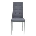 Καρέκλα Cube pakoworld PU γκρι-πόδι χρωμίου - Image 3