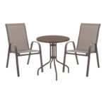 Τραπεζαρία Vergo-Calan pakoworld σετ 3τεμ καφέ μέταλλο Φ60x70εκ