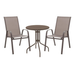 Τραπεζαρία Vergo-Calan pakoworld σετ 3τεμ καφέ μέταλλο Φ60x70εκ